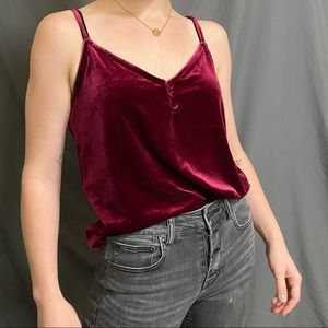 BP - Cranberry Red Velvet Button Tank (M)
